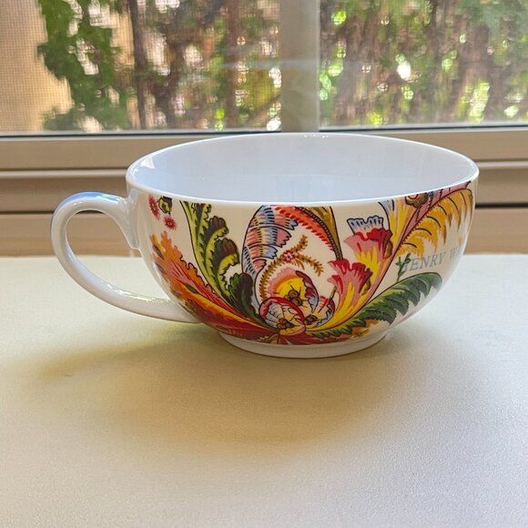 New Fringe Studio Mug Cup Yellow Rose Blue Butterfly Bird Barnes & Noble - Picture 3 of 8